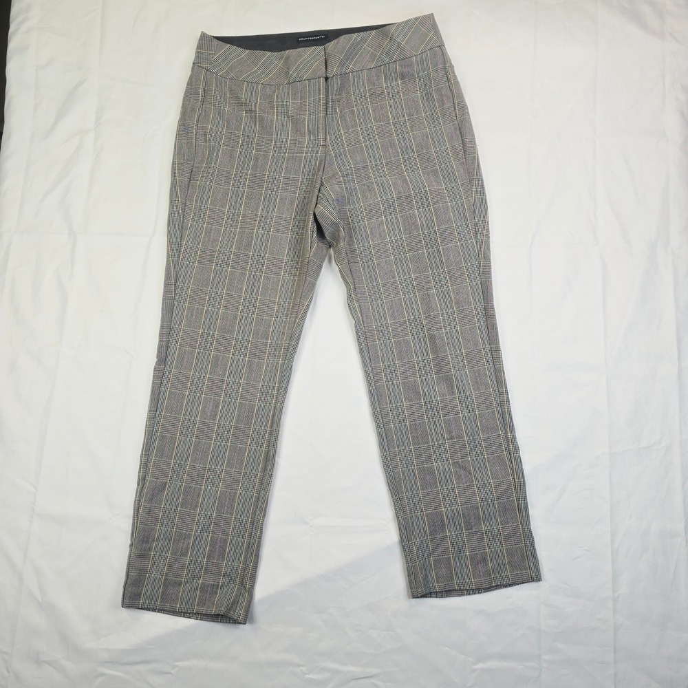 Counterparts Women's Plaid Dress Pants Size 12 Gray Glen Check Trousers Z24